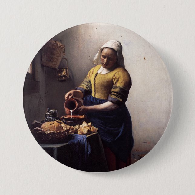 Die Milchmädchen von Johannes Vermeer Button (Vorderseite)