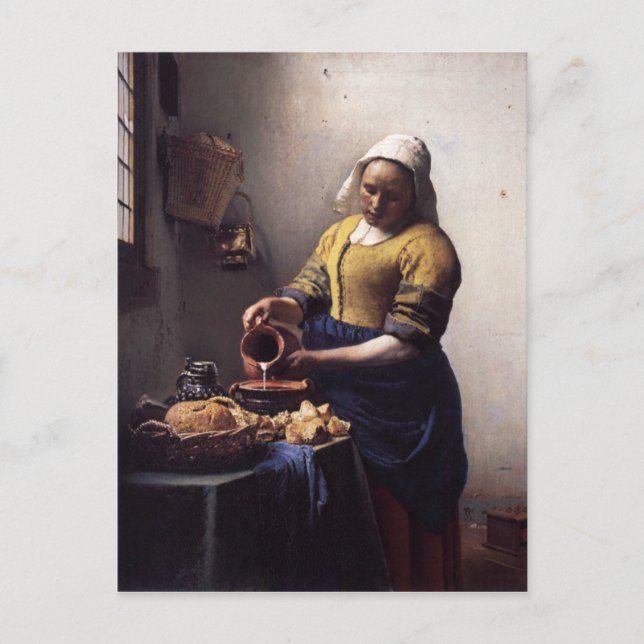 Die Milchmädchen von Johannes Vermeer Postkarte (Vorderseite)