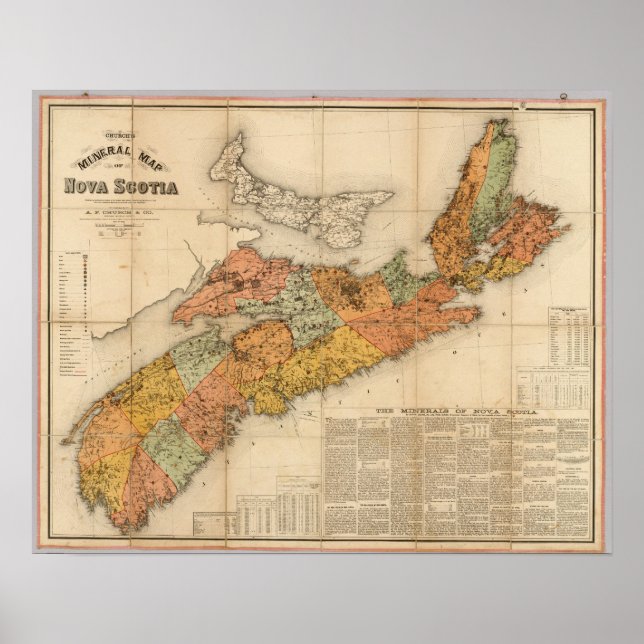 Die mineralische Karte der Kirche von Nova Scotia Poster (Vorne)