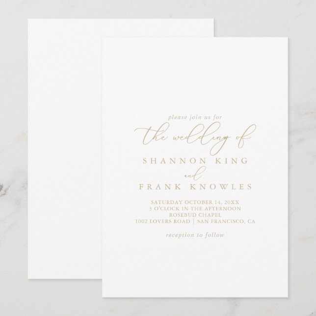 Die Minimalistische Hochzeit von  Einladung (Vorne/Hinten)