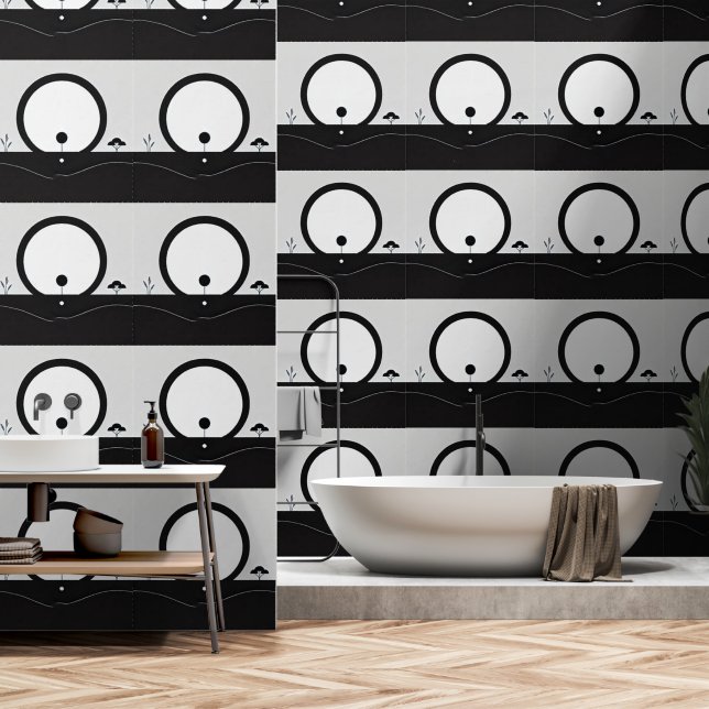 Die minimalistische, schwarz-weiß-Tapete Tapete (Badezimmer)