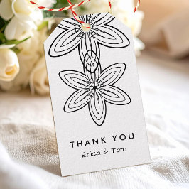 Die minimalistischen Blume in Schwarz-Weiß-Retro Geschenkanhänger