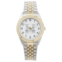 Die Mit Monogramm Zwei-Tonen-Gold- und Silberschau Armbanduhr