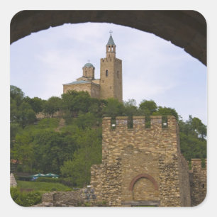 Die mittelalterliche Festung Tsarevets Quadratischer Aufkleber