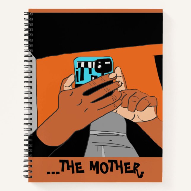 Die mobilen Hände der Mutter Cyan Orange Black Notizbuch (Vorderseite)