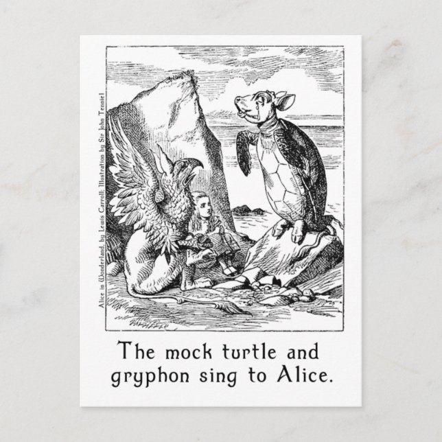 Die Mockschildkröte und der Griffin singen zu Alic Postkarte (Vorderseite)
