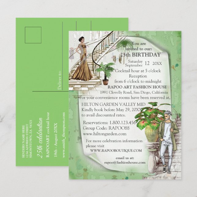 Die Mode-Designer Announcement Postcard Ankündigungspostkarte (Vorne/Hinten)