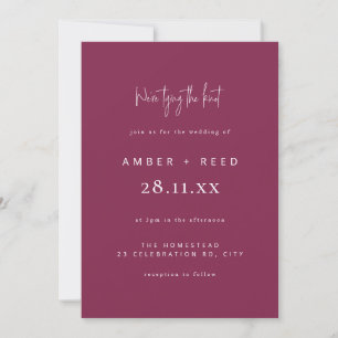 Die moderne Bindung des Knot Wedding Burgundy-Skri Einladung