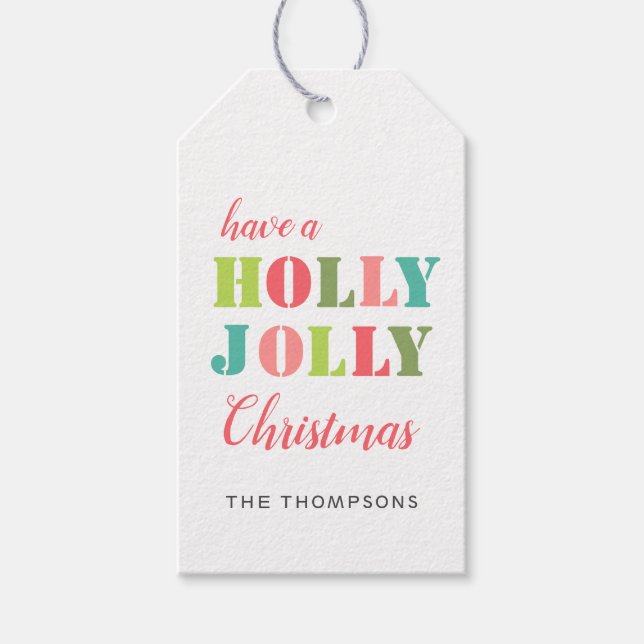 Die Moderne haben eine Holly Jolly Weihnachtsfarbe Geschenkanhänger (Vorderseite)