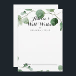 Die moderne Kalligrafie lässt Eukalyptus gut hochg Hinweiskarte<br><div class="desc">Diese moderne kalligraphische Hochzeit wünscht Eukalyptus Ratgeber Karte ist perfekt für eine einfache Hochzeit. Das Design bietet Aquarellfarben handgezeichnet elegante botanische Eukalyptuszweige und Blätter. Diese Karten sind ideal für Hochzeiten, Brautparty, Babydusche, Graduiertenfest u.v.m. Personalisieren Sie die Karten mit den Namen der Braut und Bräutigam, den Eltern, die Sie werden oder...</div>