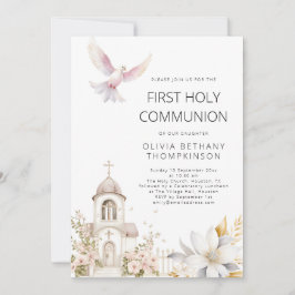 Die moderne Kirche Florals Taube Erste Heilige Kom Einladung