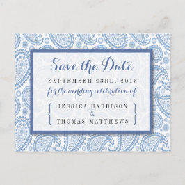 Die moderne Paisley Wedding Collection - Blue Ankündigungspostkarte