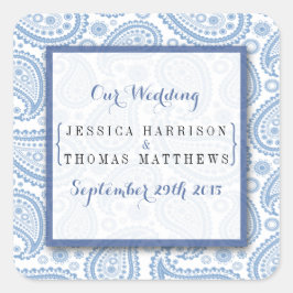 Die moderne Paisley Wedding Collection - Blue Quadratischer Aufkleber
