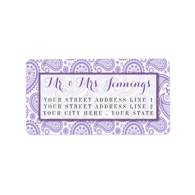 Die moderne Paisley Wedding Collection - Lila Adressaufkleber (Vorne)