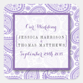 Die moderne Paisley Wedding Collection - Lila Quadratischer Aufkleber