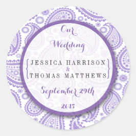 Die moderne Paisley Wedding Collection - Lila Runder Aufkleber