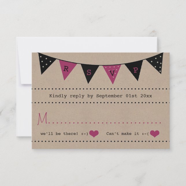 Die moderne rosa Hochzeitskollektion RSVP Karte (Vorderseite)