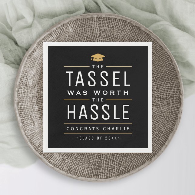 Die moderne Tassel war den problemlosen Abschluss  Serviette (black Modern the tassel was worth the hassle Graduation Napkins)