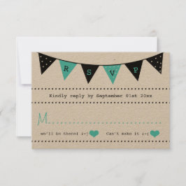 Die moderne türkisfarbene Hochzeitskollektion RSVP Karte