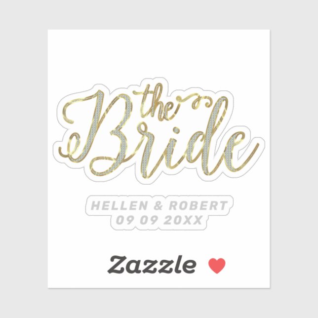 Die moderne Typografie der Braut Silver & Gold Aufkleber (Blatt)