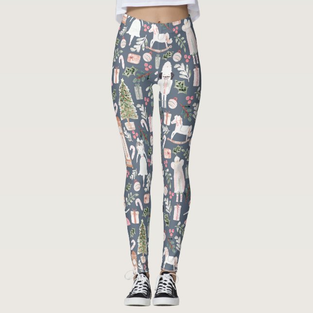 Die moderne Wasserfarbe Nutcracker Leggings (Vorderseite)