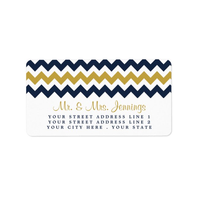 Die moderne Zickzack Hochzeitskollektion - Navy &  Adressaufkleber (Vorne)