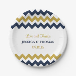 Die moderne Zickzack Hochzeitskollektion - Navy &  Pappteller