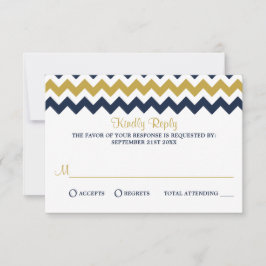 Die moderne Zickzack Hochzeitskollektion - Navy &  RSVP Karte