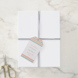 Die moderne Zickzack Hochzeitskollektion Peach & M Geschenkanhänger