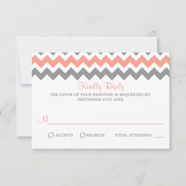 Die moderne Zickzack Hochzeitskollektion - rosa un RSVP Karte (Vorderseite)