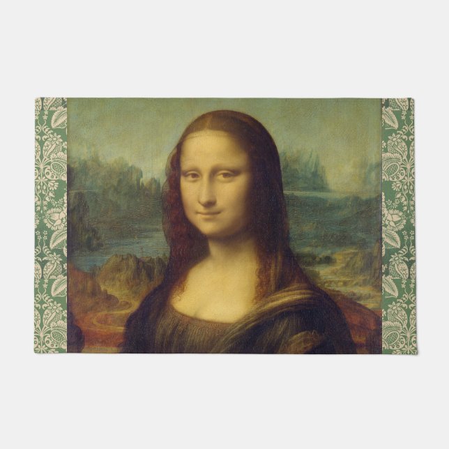 Die Mona Lisa durch Leonardo da Vinci Fußmatte (Vorderseite)