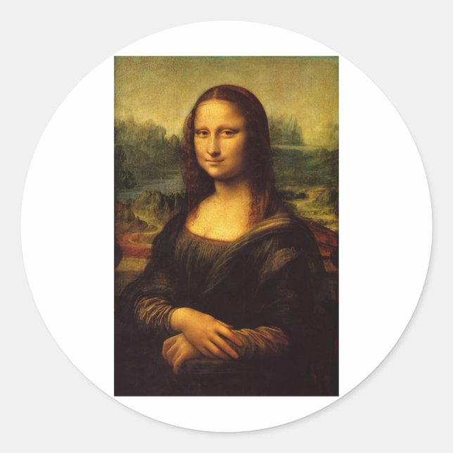Die Mona Lisa von Leonardo Da Vinci c. 1503-1505 Runder Aufkleber (Vorderseite)