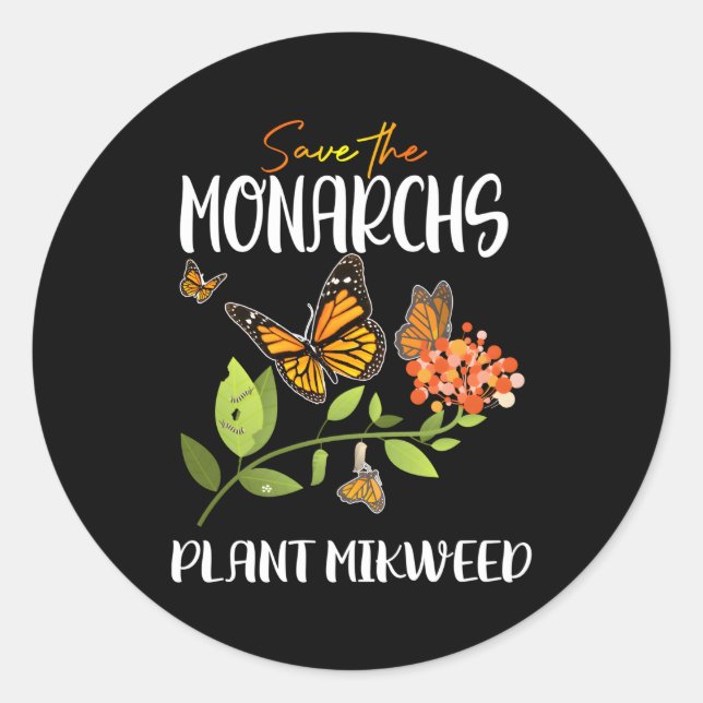 Die Monarchen-Pflanze Milkweed Monarch Butterfly g Runder Aufkleber (Vorderseite)