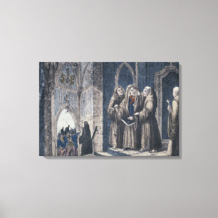 Die Mönche, die König mit bedecken, drapieren Leinwanddruck
