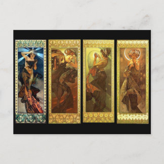 Die Mond und Sterne Vintage-Mucha-Postkarte Postkarte