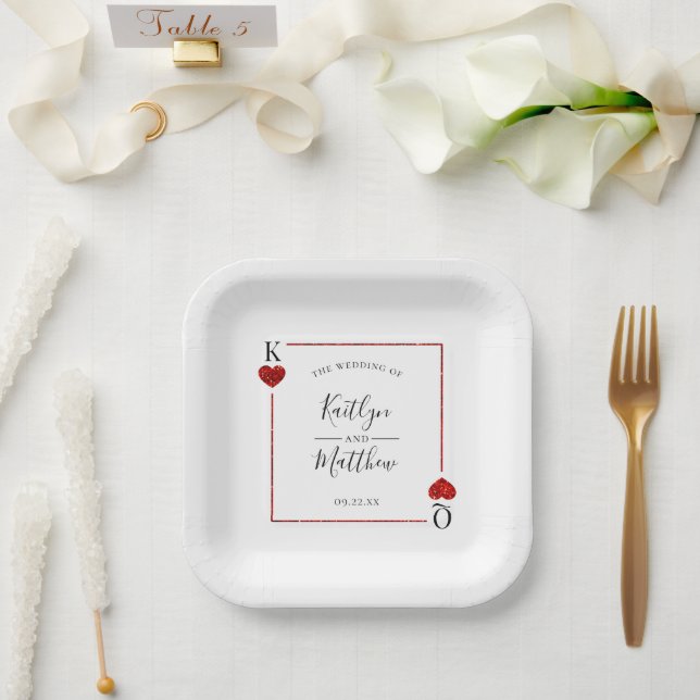 Die Mongram Playing Card Wedding Collection Pappteller (Hochzeit)
