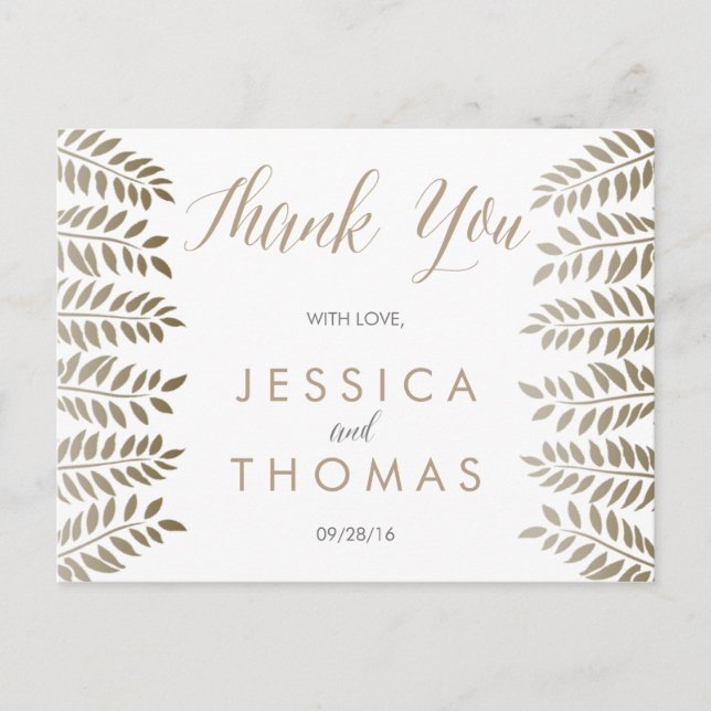 Die monochrome Fern Woodland Wedding Collection Postkarte (Vorderseite)