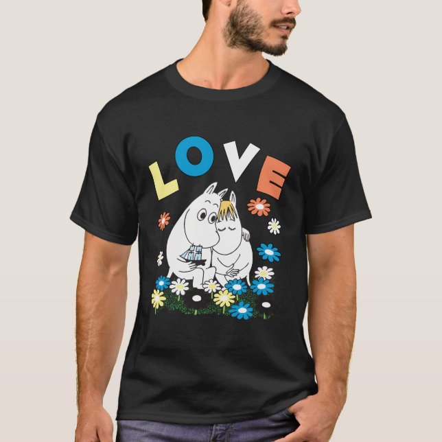 Die Moomins Liebe Schnorchelmädchen Blumenbeet T-Shirt (Vorderseite)