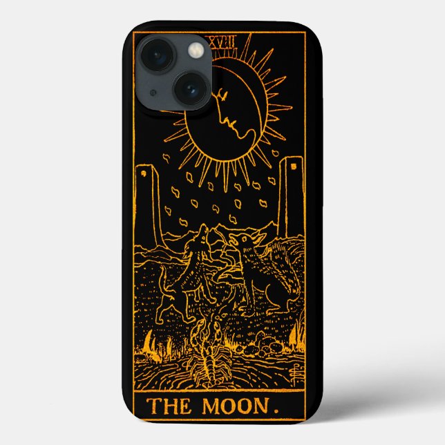 Die Moon Tarot Card | Gold und Schwarz | Major Arc Case-Mate iPhone Hülle (Rückseite)