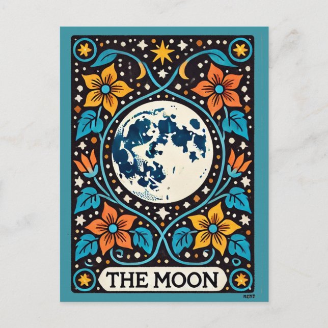 Die Moon Tarot Card Vollmond Luna Postkarte (Vorderseite)