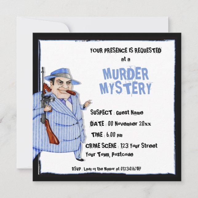 Die Mord-Mord-Mysterium-Einladung für Mob Boss Einladung (Vorderseite)