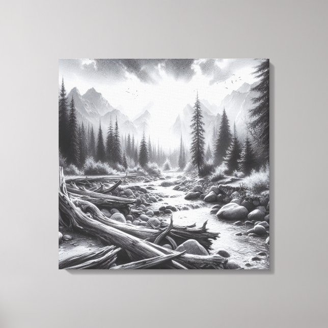 Die Morgendämmerung bricht über die Pinienwälder Leinwanddruck (Vorderseite)