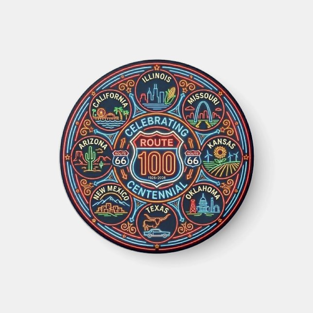 Die Mother Road Centennial Reise Magnet (Vorne)