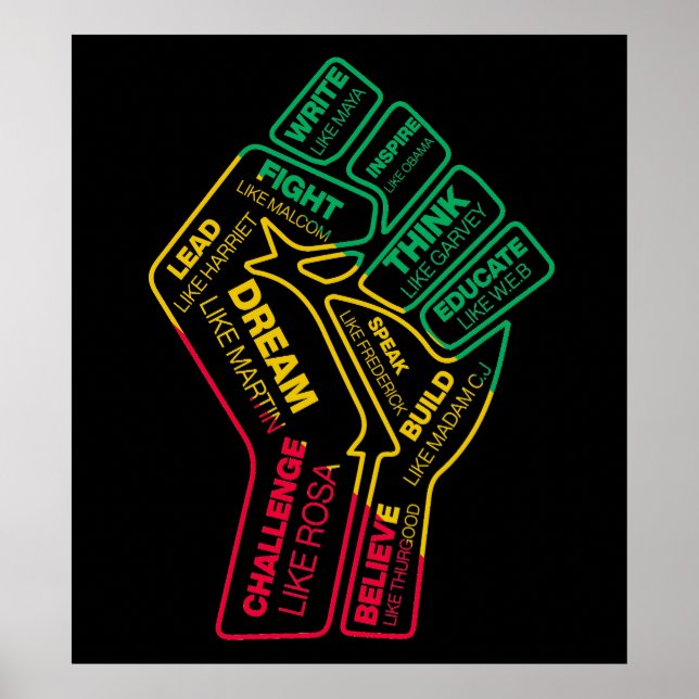 Die motivierend Faust des Schwarzen Geschichtsheld Poster (Vorne)