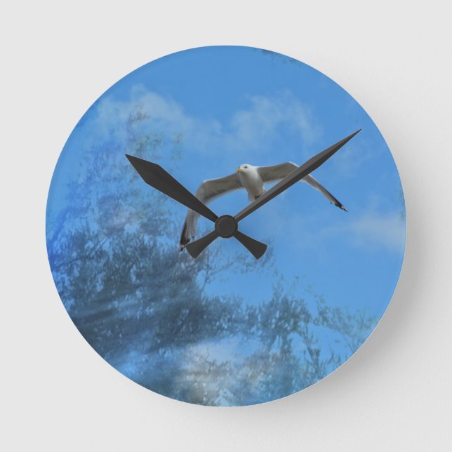 Die Möwe Runde Wanduhr (Vorderseite)