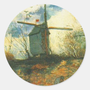 Die Mühle von La Galette Van Gogh Runder Aufkleber