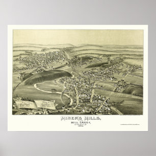 Die Mühlen des Bergmannes, panoramische Karte PAs Poster