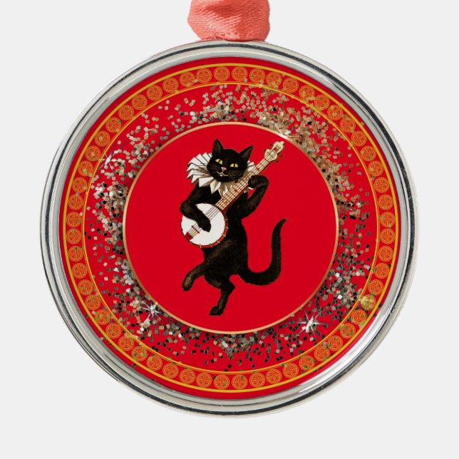 Die Musikkatze Ornament Aus Metall (Vorne)