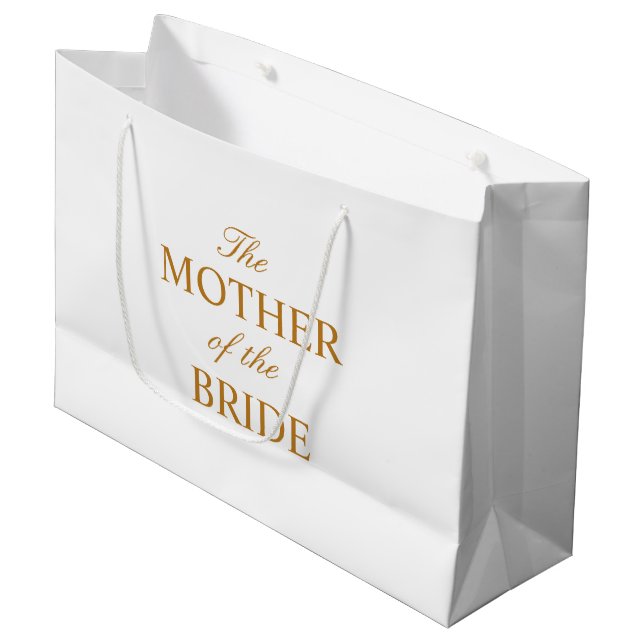 Die Mutter der Bride Gold Weißtasche Große Geschenktüte (Vorderseite Schrägansicht)