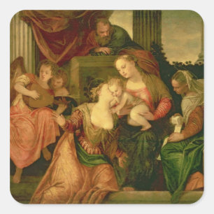 Die mystische Ehe der Heiligen Catherine Quadratischer Aufkleber
